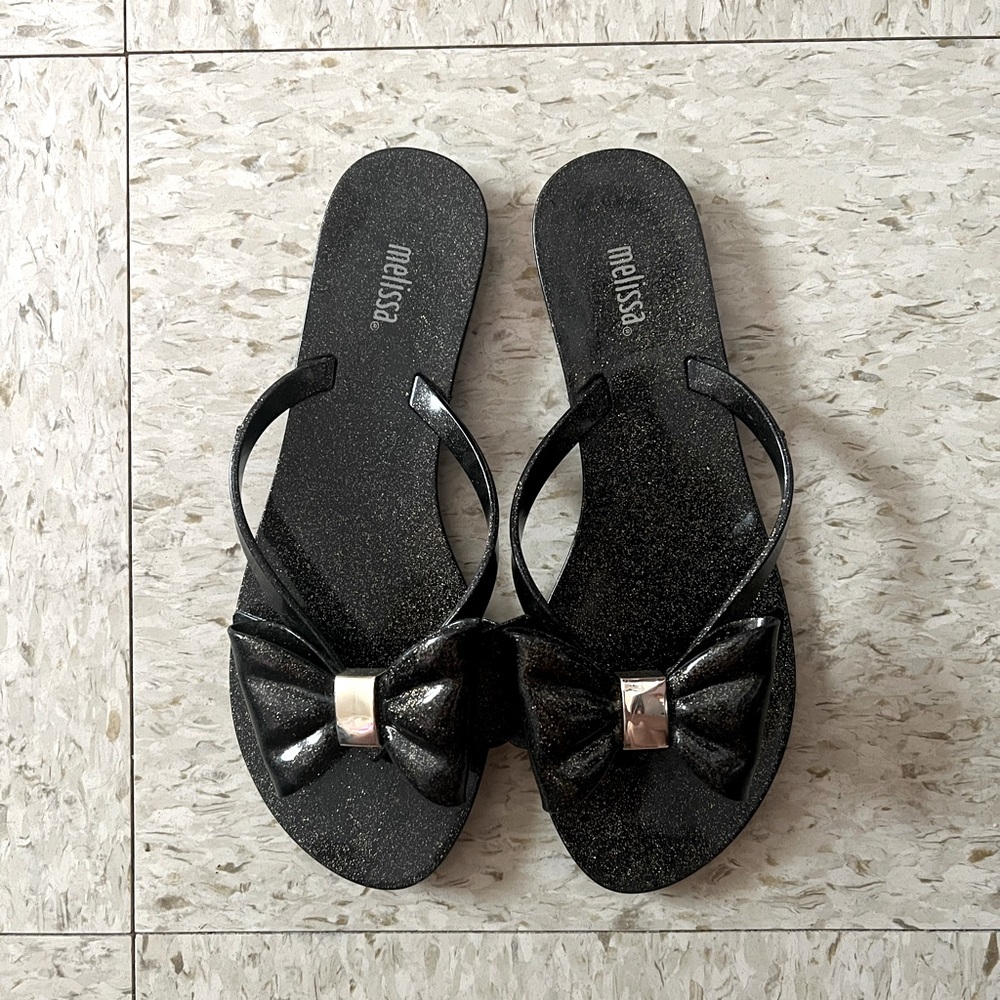 Melissa Glitter Bow Flip Flop Sandals